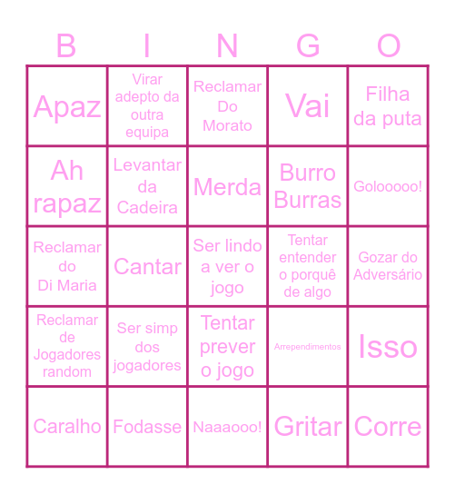 Bingo de Futebol Bingo Card