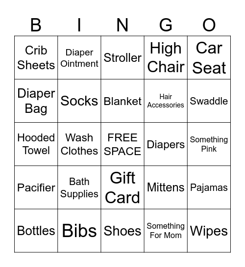 BABY SHOWER Bingo Card