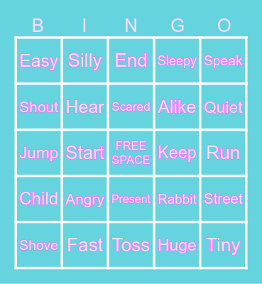 SYNONYM BINGO Card