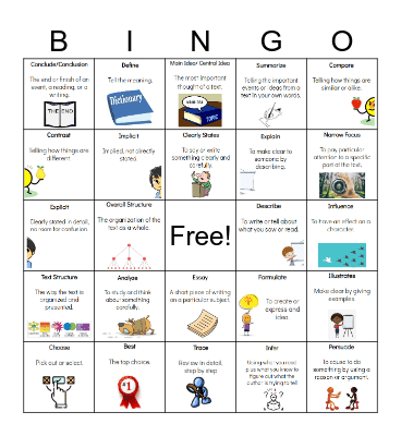 NSE SC READY ELA Terms Bingo Card