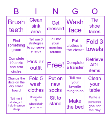 Occupational Therapy Bingo! Bingo Card