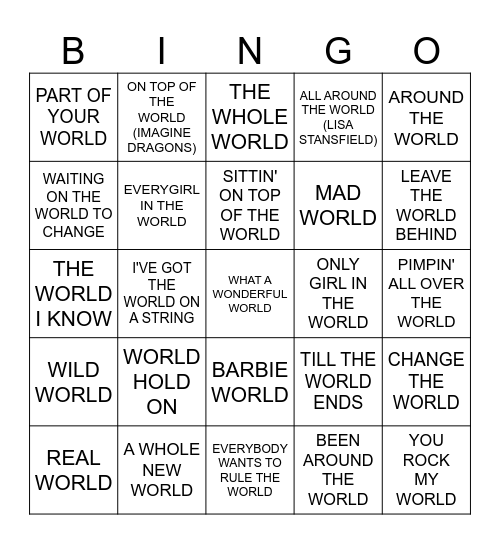 WORLD Bingo Card