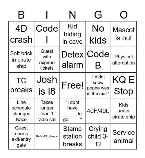 2024 Death Week Bingo Card