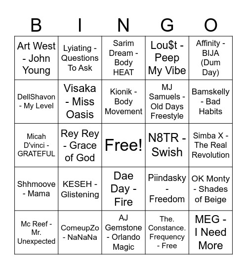 #MOREFiYAH BiNGO ! Bingo Card