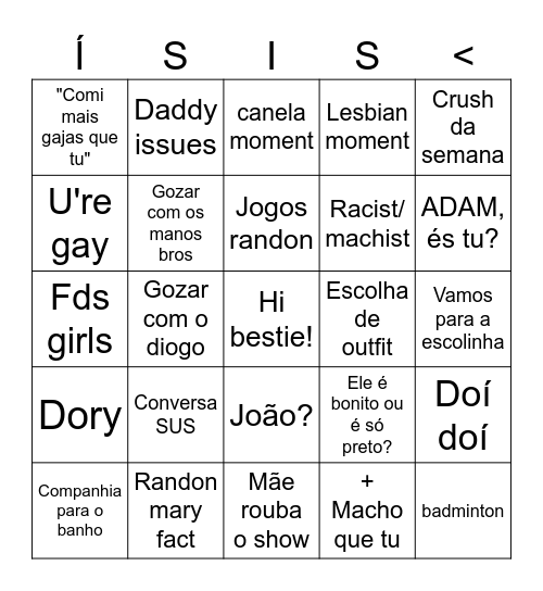 ISIS BINGO Card