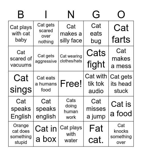 Cat bingo Card