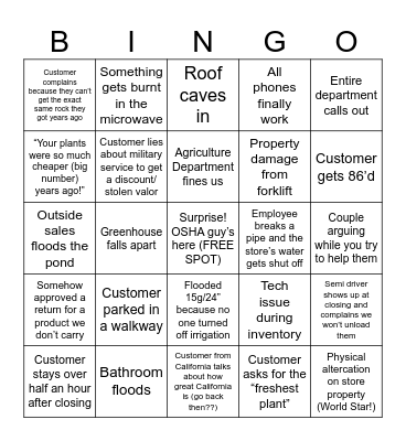 Star Nursery Bingo Card