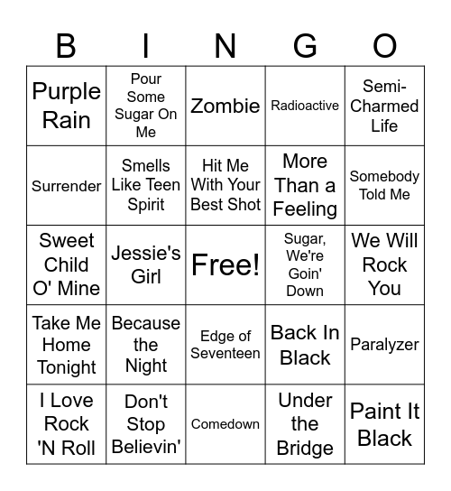 MM Rock #4 Bingo Card