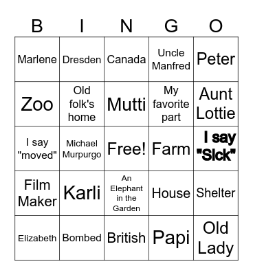 Ben's Book Report Bingo Card