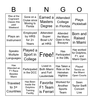 Ice Breaker Bingo Card