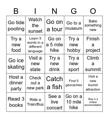 New Stuff 2024! Bingo Card