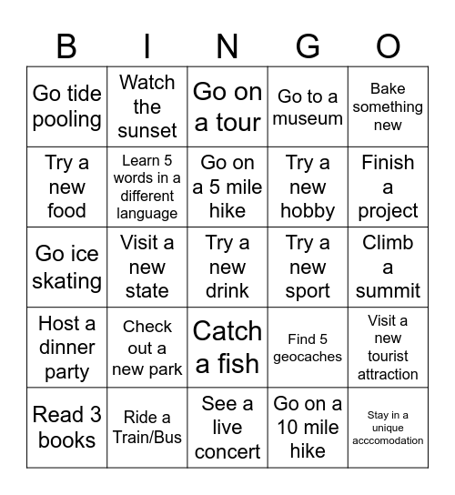 New Stuff 2024! Bingo Card