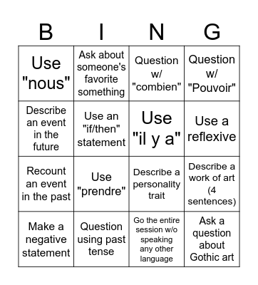 Frenchies! Bingo Card
