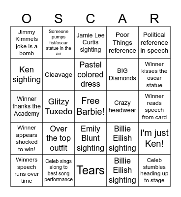 OSCAR 2024 BINGO Card