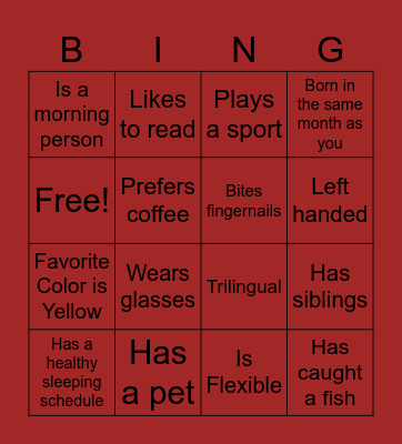 LoL Human Bingo Card