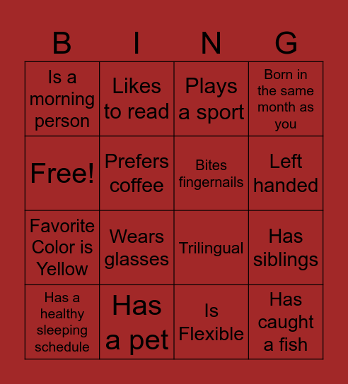 LoL Human Bingo Card