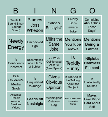 Online Assh*le Bingo Card