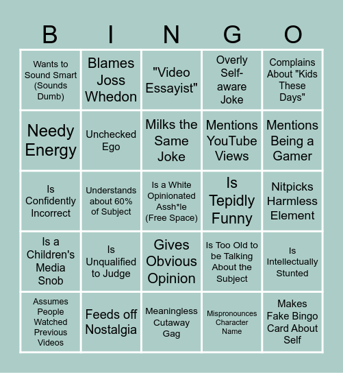 Online Assh*le Bingo Card
