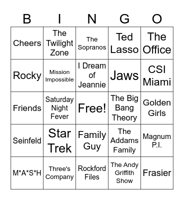 BIG & SMALL SCREEN Bingo Card