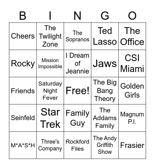 BIG & SMALL SCREEN Bingo Card