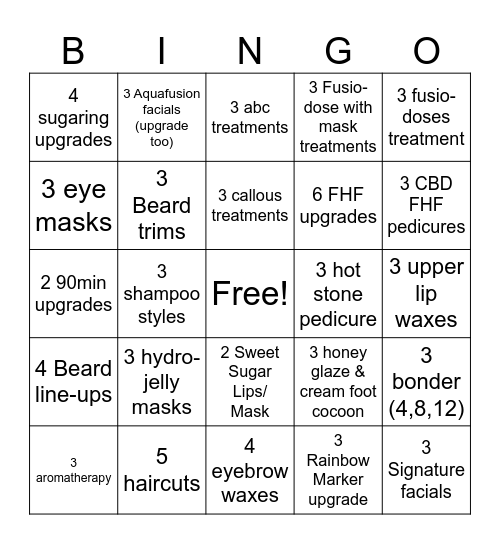 Add On Bingo Card