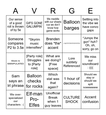 CRAWL? I HARDLY KNOW AWL Bingo Card