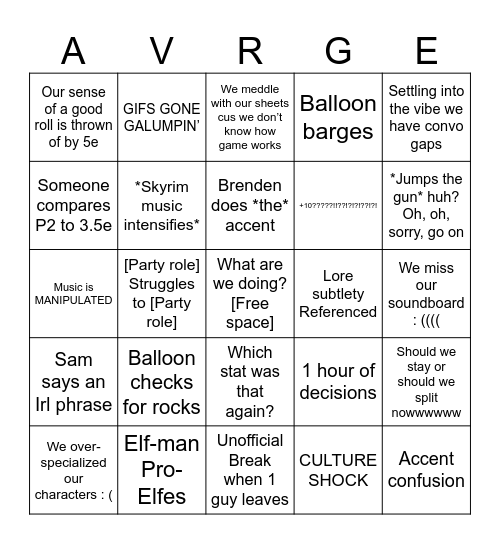 CRAWL? I HARDLY KNOW AWL Bingo Card