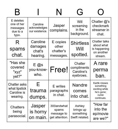 Classic Chat Bingo Card