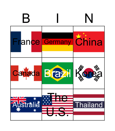 Country Bingo Card