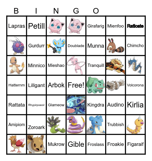 Pokemon Bingo Card