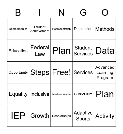 Inclusion Workshop Bingo Card