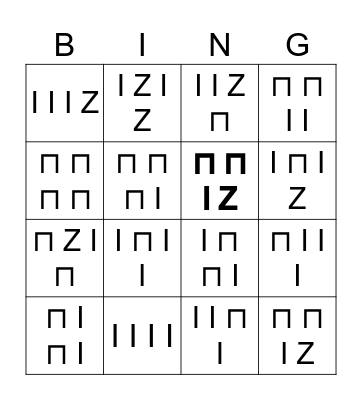 1st Grade Rhythm Bingo Card