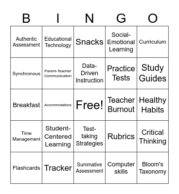 Staff Meeting Bingo Card