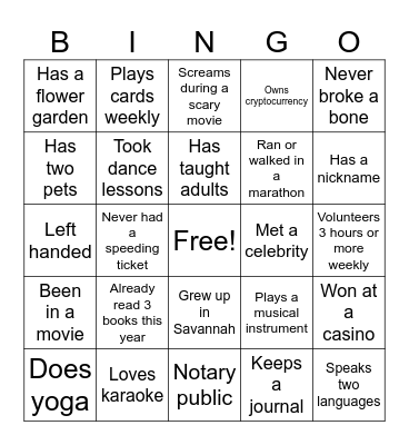 Fraternity Education: Getting to Know Your Sisters Bingo Card