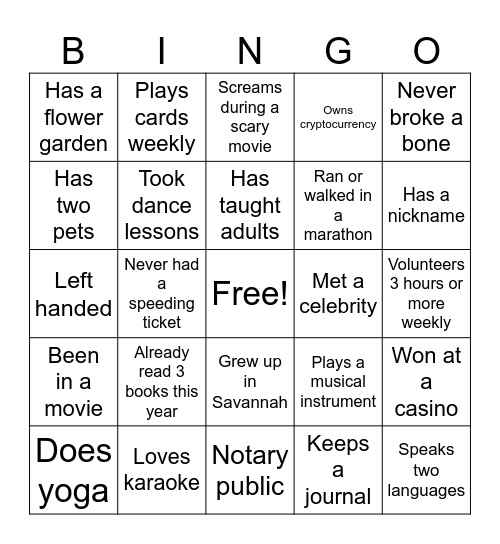 Fraternity Education: Getting to Know Your Sisters Bingo Card