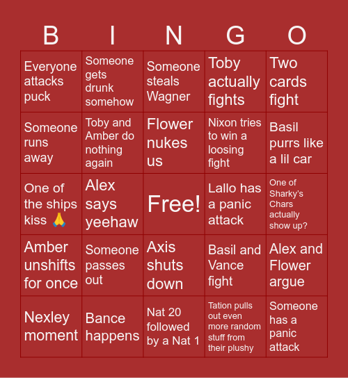 Card Character Bingo! (Reusable) Bingo Card