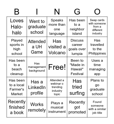 JAYCEE CONNECT: NETWORKING BINGO Card