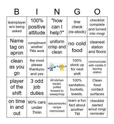 BOH Culvers Bingo Card