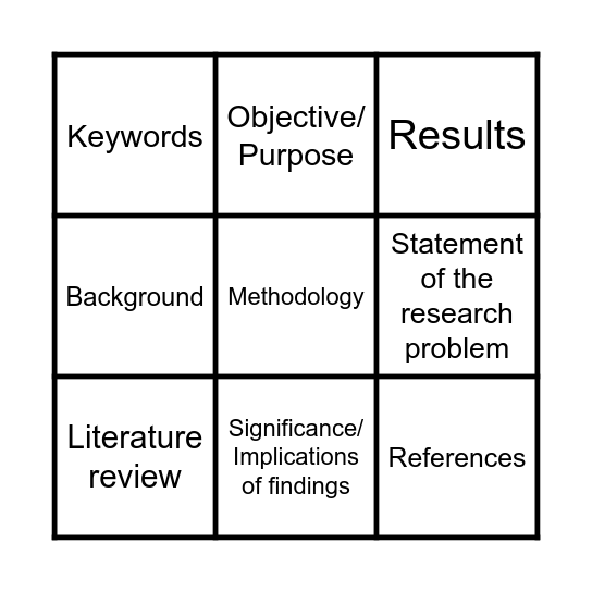 ABSTRACT BINGO Card