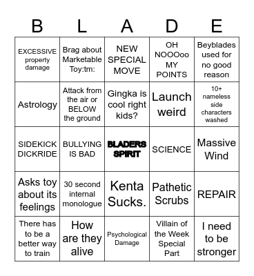 Beyblade Bingo Card