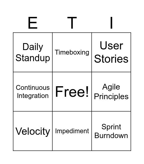ETI Bingo Card