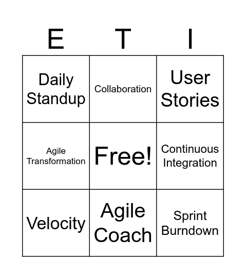 ETI Bingo Card