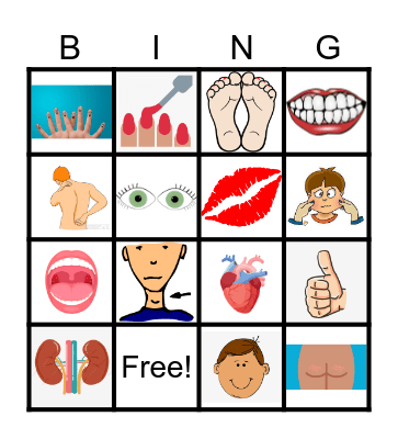 ESL Body Parts Bingo Card