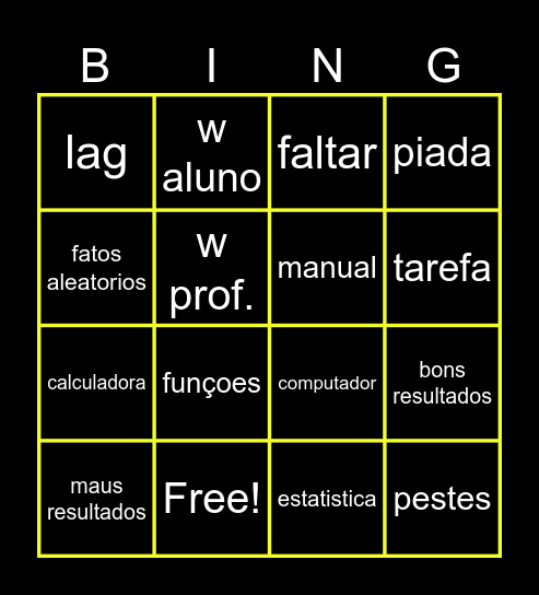 Profoh Bingo Card