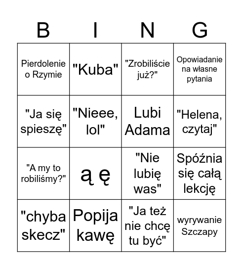 Bingo Sońdka Bingo Card