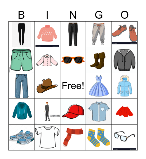 Clothes Bingo Card