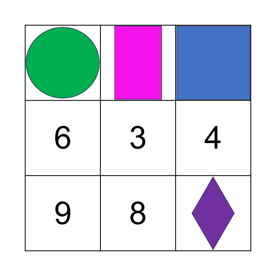 SHAPES, NUMBERS Bingo Card