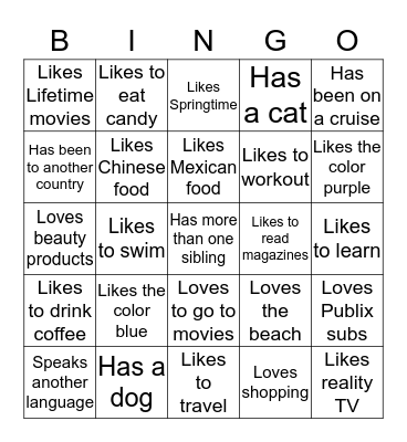 People Bingo Card