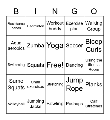 Let's be healthy  Bingo Card