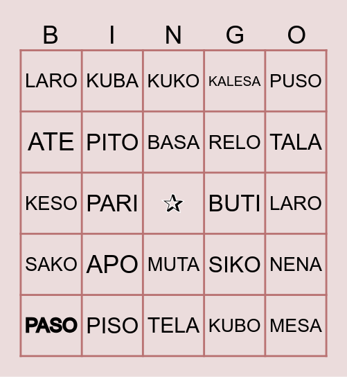 BASIC SIGHT WORDS IN FILIPINO Bingo Card
